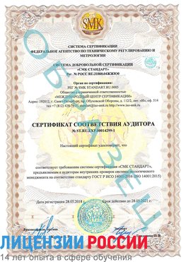 Образец сертификата соответствия аудитора №ST.RU.EXP.00014299-1 Мончегорск Сертификат ISO 14001